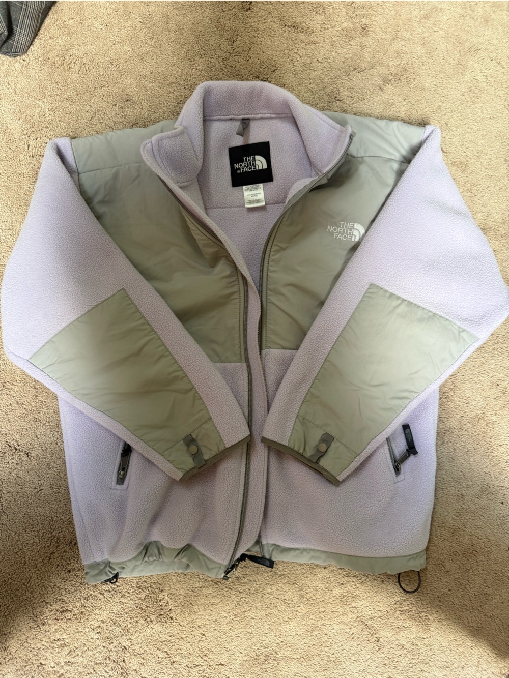 The North Face Kids Lavender Fleece Jacket with Sage Panels